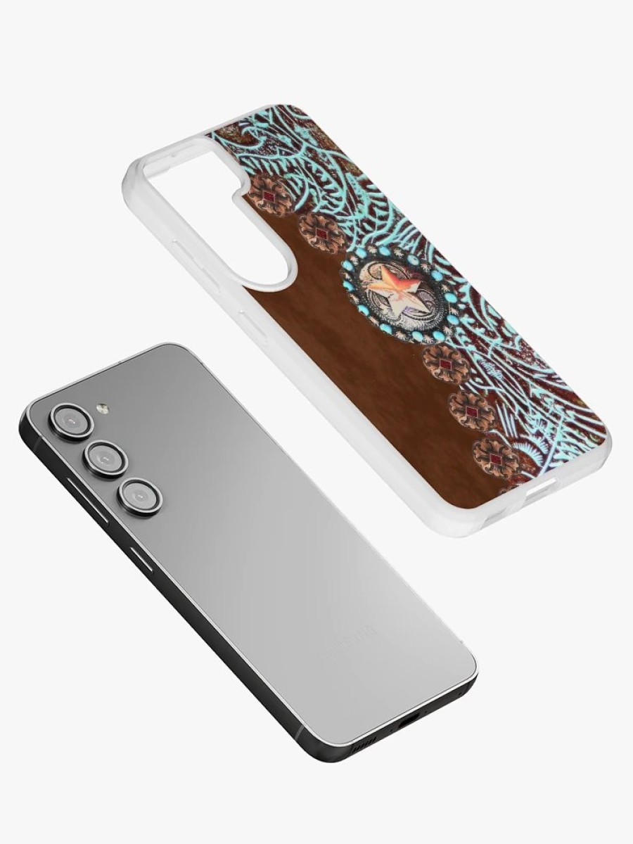 Redbubble Primitive Cowboy Cowgirl Western Country Brown Turquoise Samsung Galaxy Phone Case New