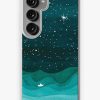 Redbubble Starry Ocean, Teal Sailboat Watercolor Sea Waves Night Samsung Galaxy Phone Case New