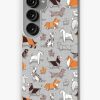 Redbubble Origami Doggie Friends // Grey Linen Texture Background Samsung Galaxy Phone Case Wholesale