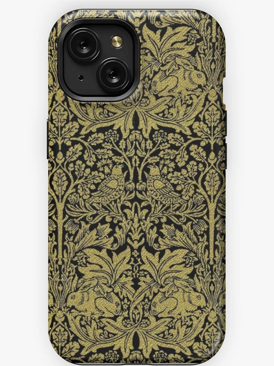 Redbubble William Morris Rabbit And Bird Gold And Black Iphone Case Best