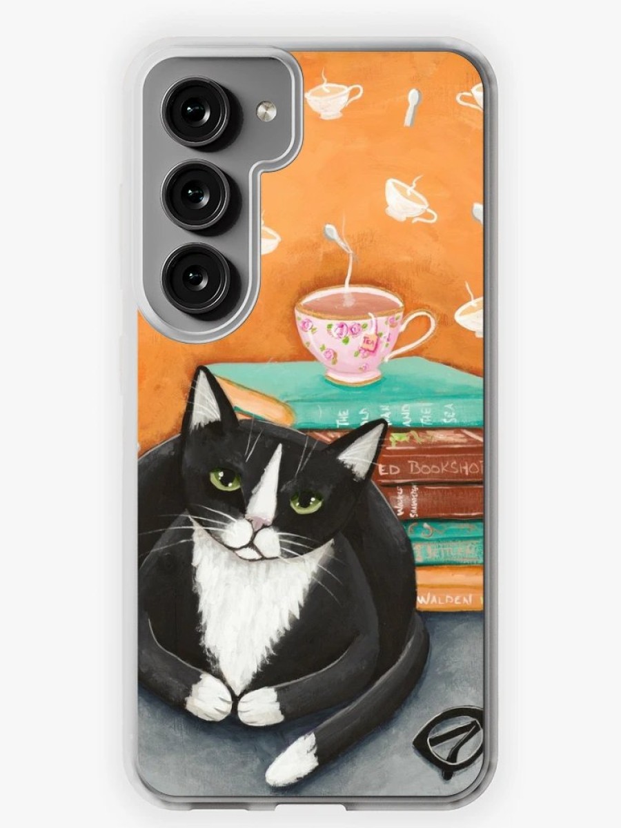 Redbubble Tea, Books, And Cats Samsung Galaxy Phone Case Wholesale