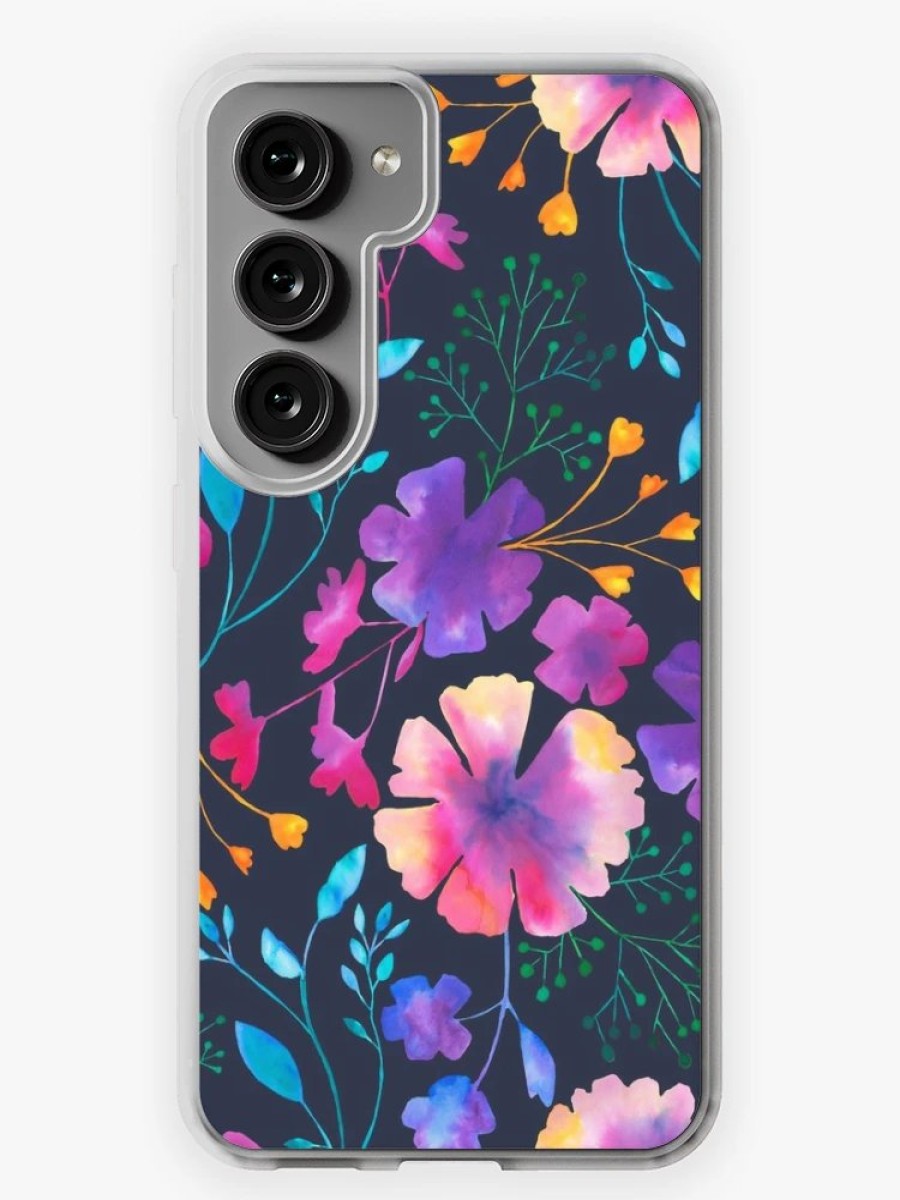 Redbubble Fluro Floral Watercolour Flower Pattern Samsung Galaxy Phone Case Wholesale