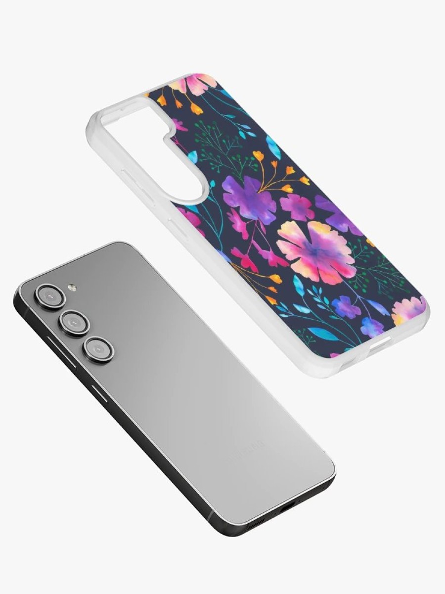 Redbubble Fluro Floral Watercolour Flower Pattern Samsung Galaxy Phone Case Wholesale