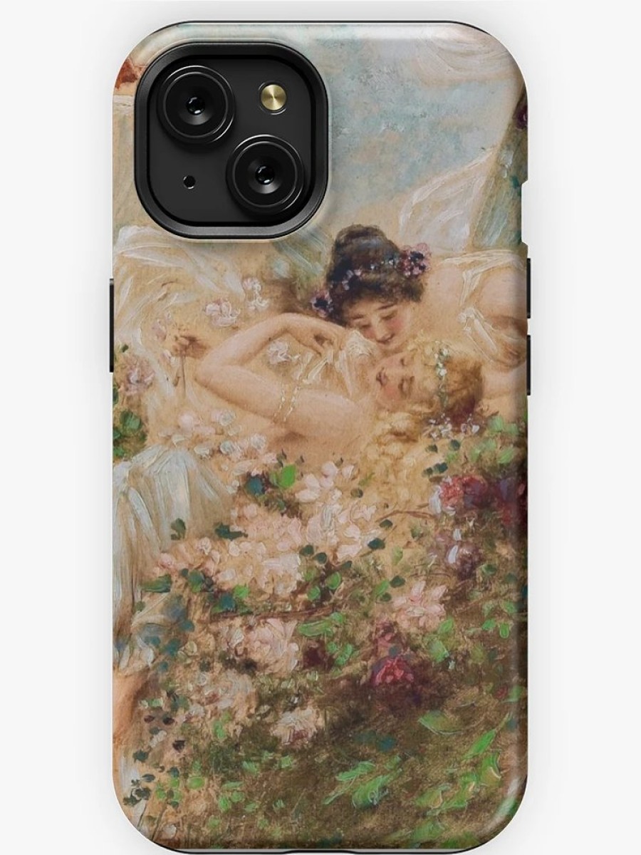 Redbubble Two Fairies Embracing In A Landscape With A Swan // Hans Zatzka Iphone Case New