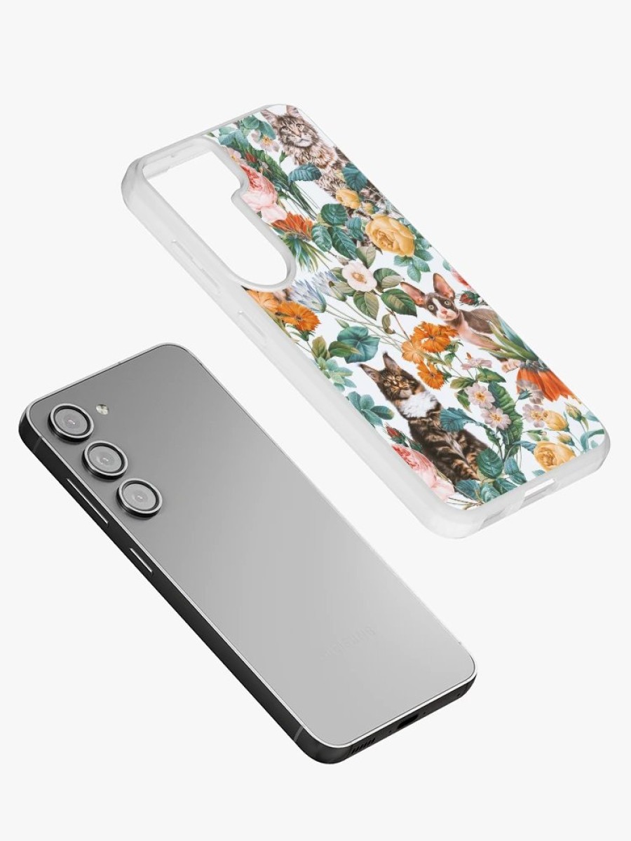 Redbubble Cat And Floral Pattern Iii Samsung Galaxy Phone Case Online