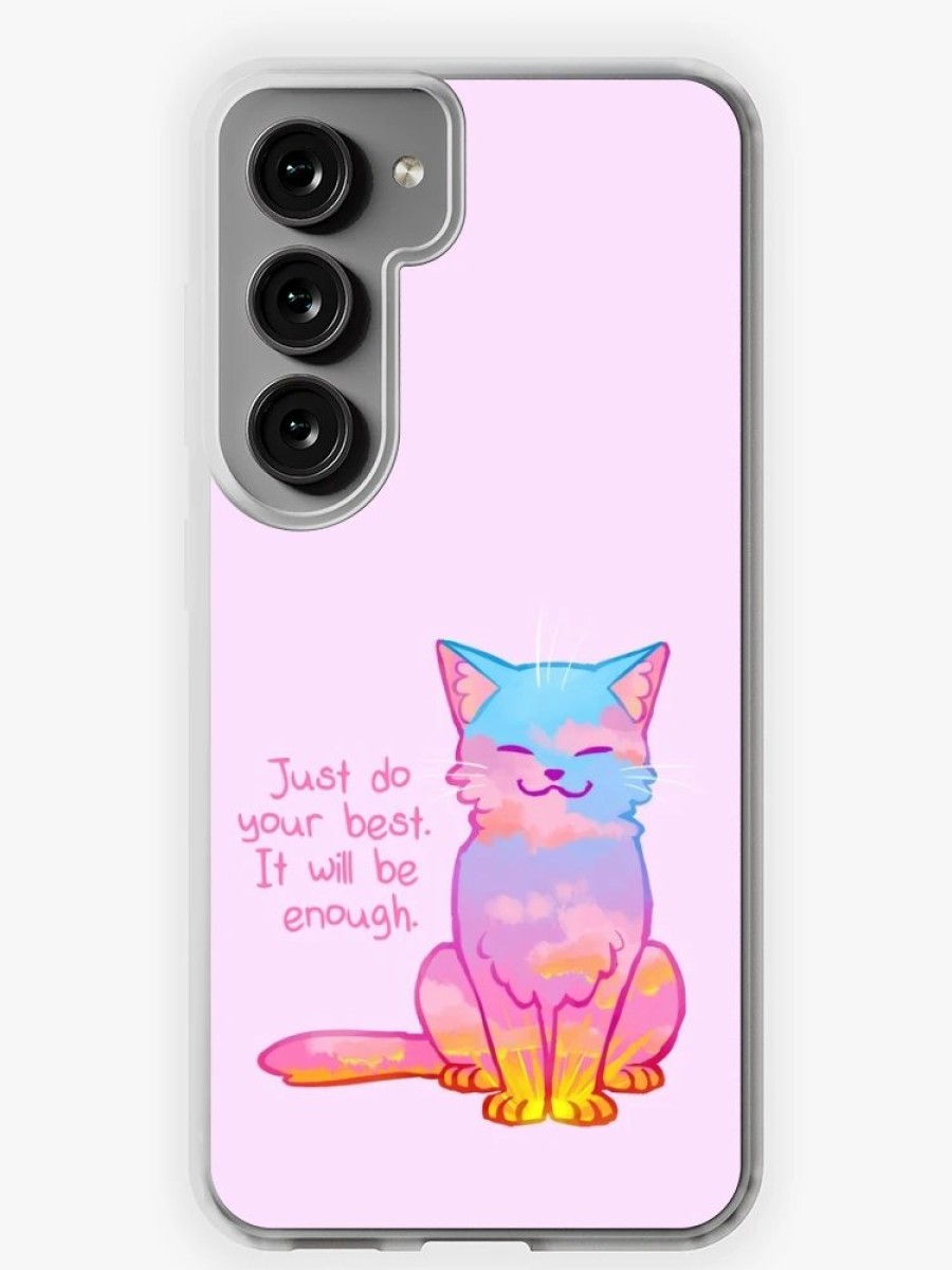 Redbubble Your Best Is Enough Sunset Cat Samsung Galaxy Phone Case Wholesale