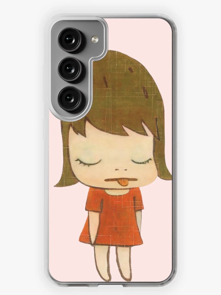 Redbubble Yoshitomo Nara Red Dress Girl Thinking Pinky Samsung Galaxy Phone Case Hot