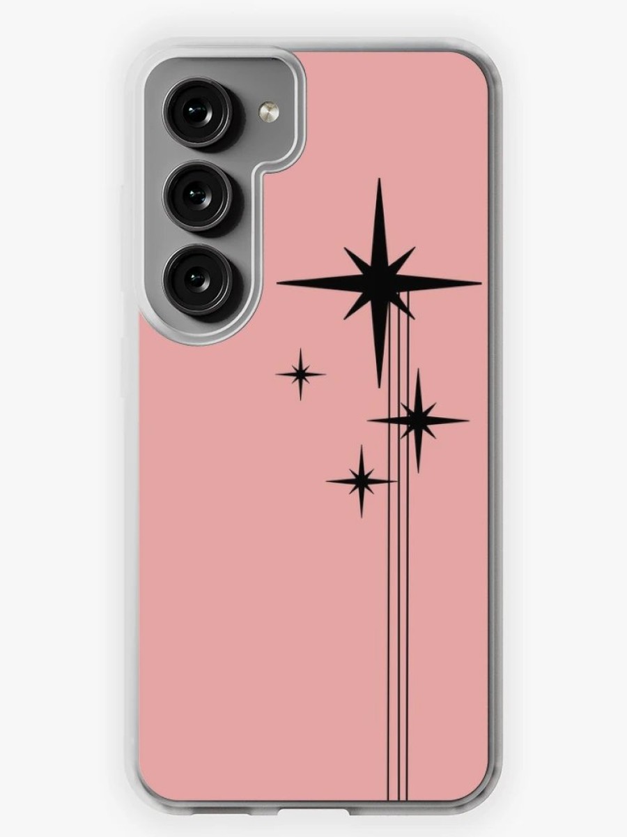 Redbubble 1950S Atomic Age Retro Starbursts In 50S Pink And Black Samsung Galaxy Phone Case New