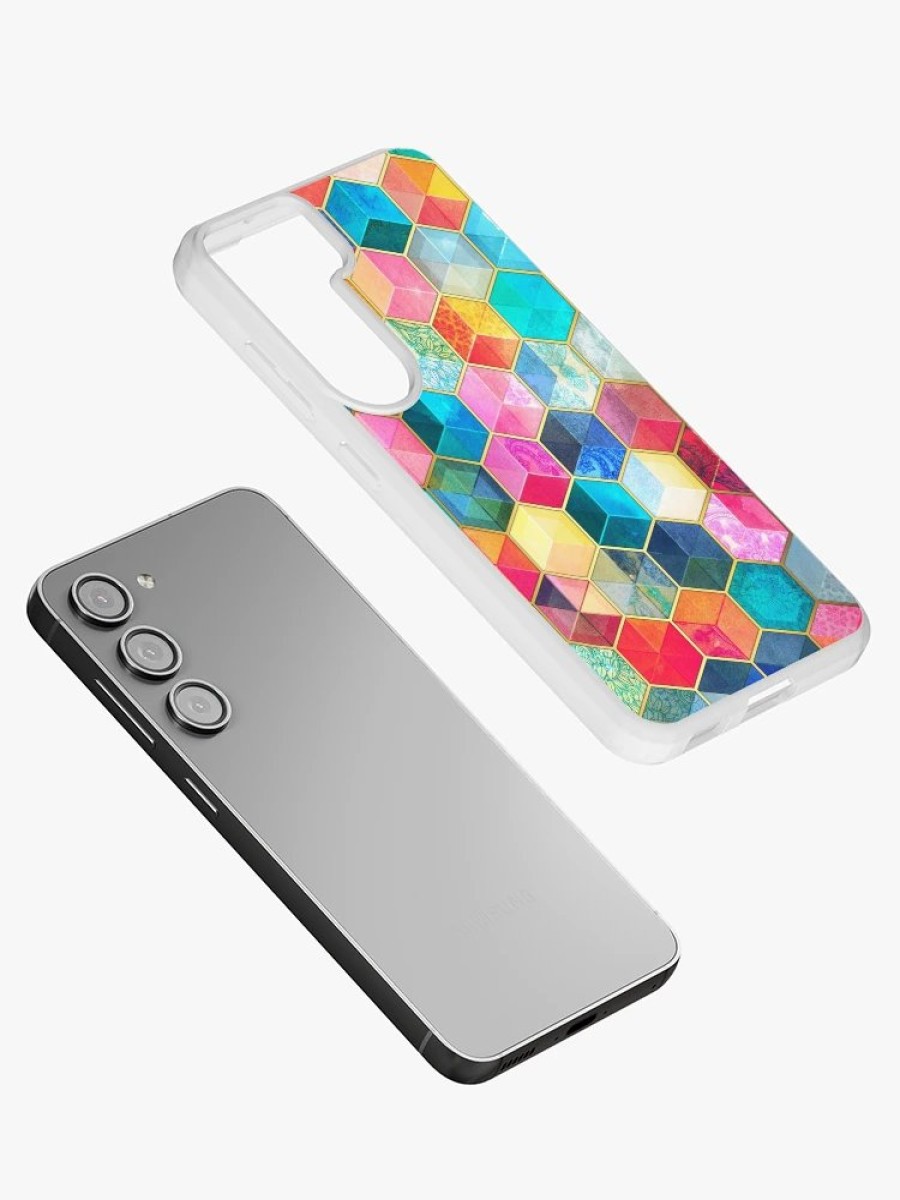 Redbubble Crystal Bohemian Honeycomb Cubes - Colorful Hexagon Pattern Samsung Galaxy Phone Case Wholesale