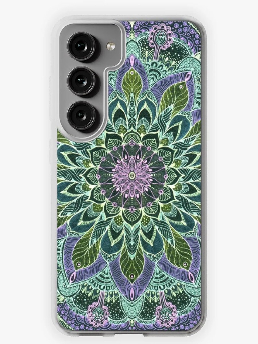 Redbubble Hand Drawn Pink Purple Mandala On Dark Samsung Galaxy Phone Case Online