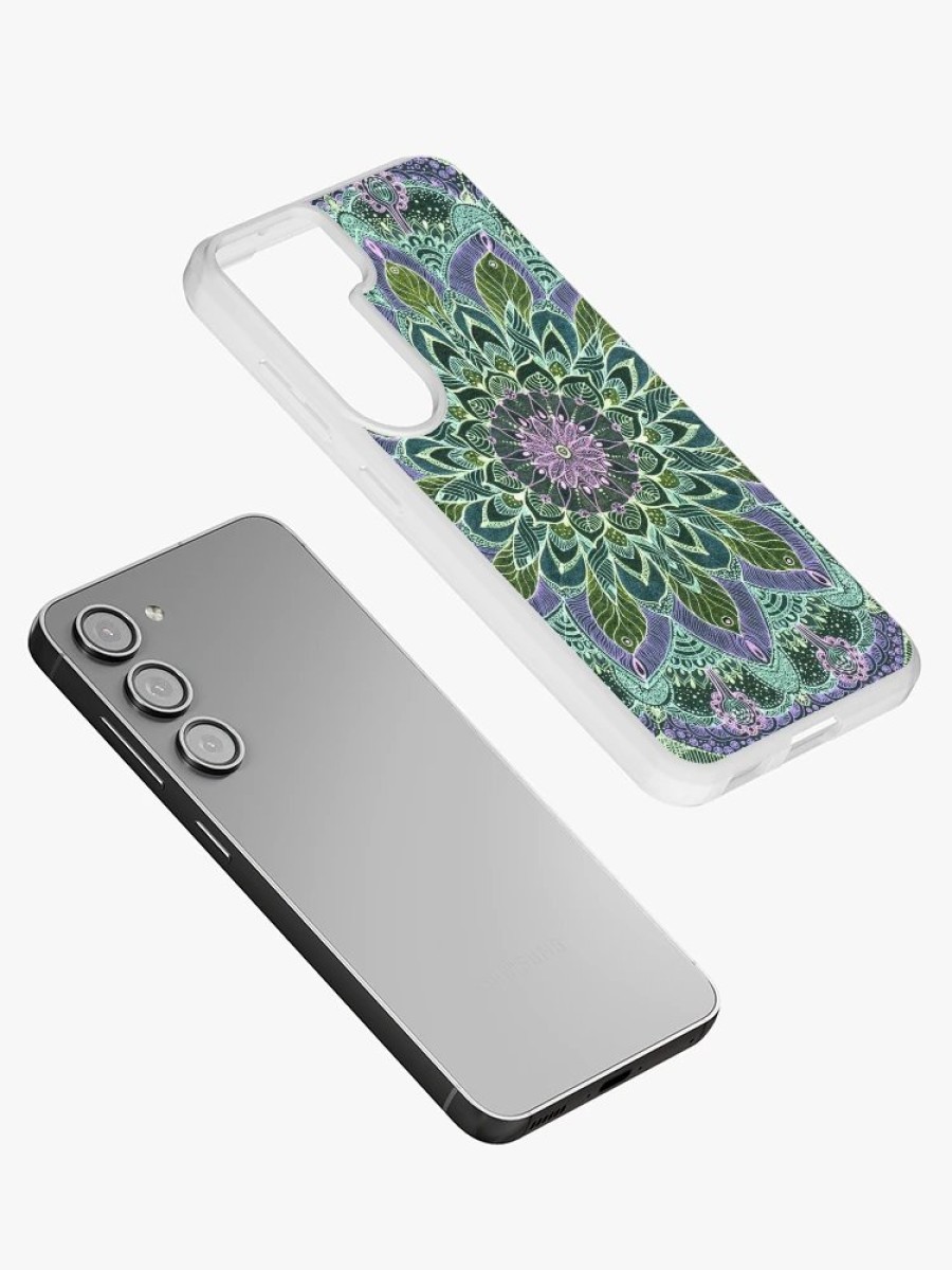 Redbubble Hand Drawn Pink Purple Mandala On Dark Samsung Galaxy Phone Case Online