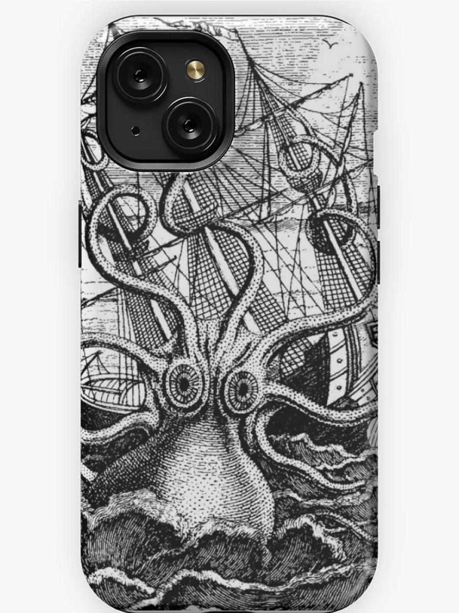 Redbubble Vintage Kraken Attacking Ship Illustration Iphone Case Online