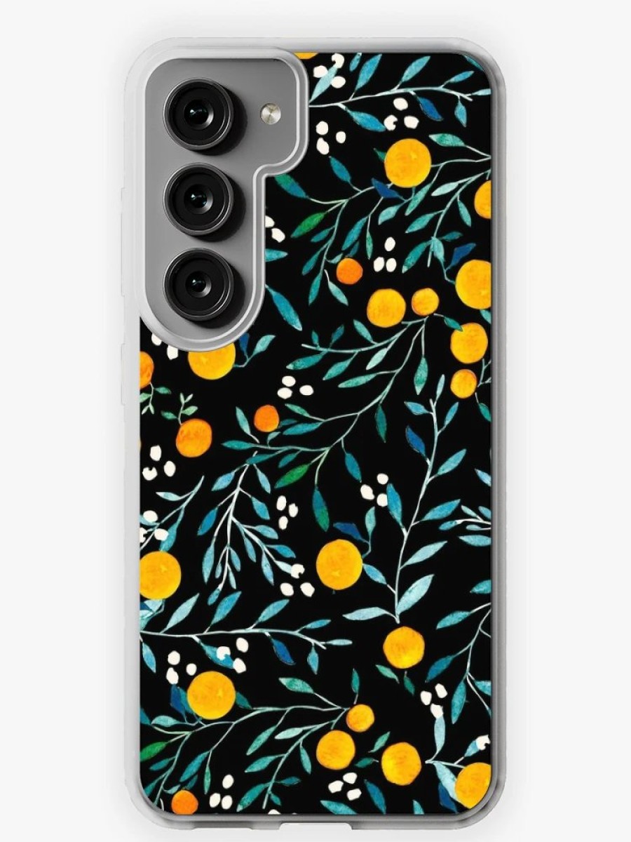 Redbubble Oranges On Black Samsung Galaxy Phone Case New