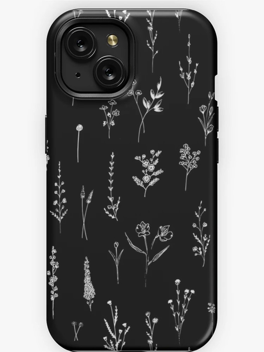 Redbubble Black Wildflowers Pattern Iphone Case Clearance