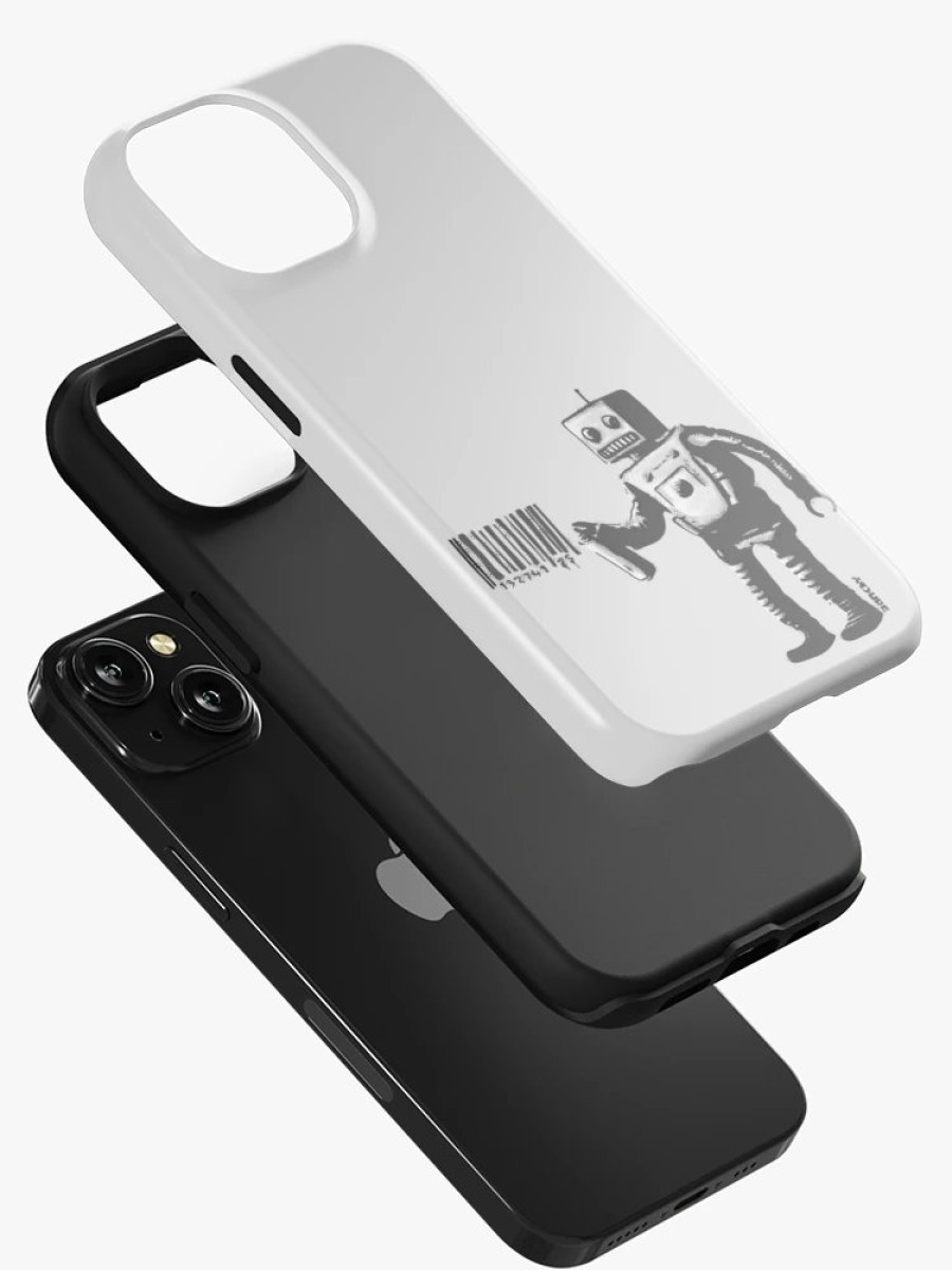 Redbubble Banksy Smiling Robot And Barcodes Better Out Than In New York City Residency Black And White Hd Hight Quality Online Store Iphone Case New