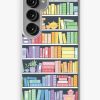 Redbubble Rainbow Books Shelf Pattern (Black Background) Samsung Galaxy Phone Case Best