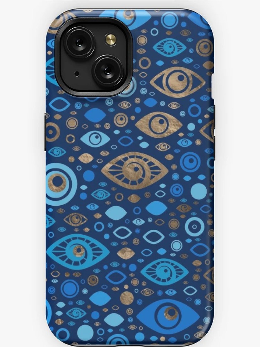 Redbubble Greek Evil Eye Pattern Blues And Gold Iphone Case Online