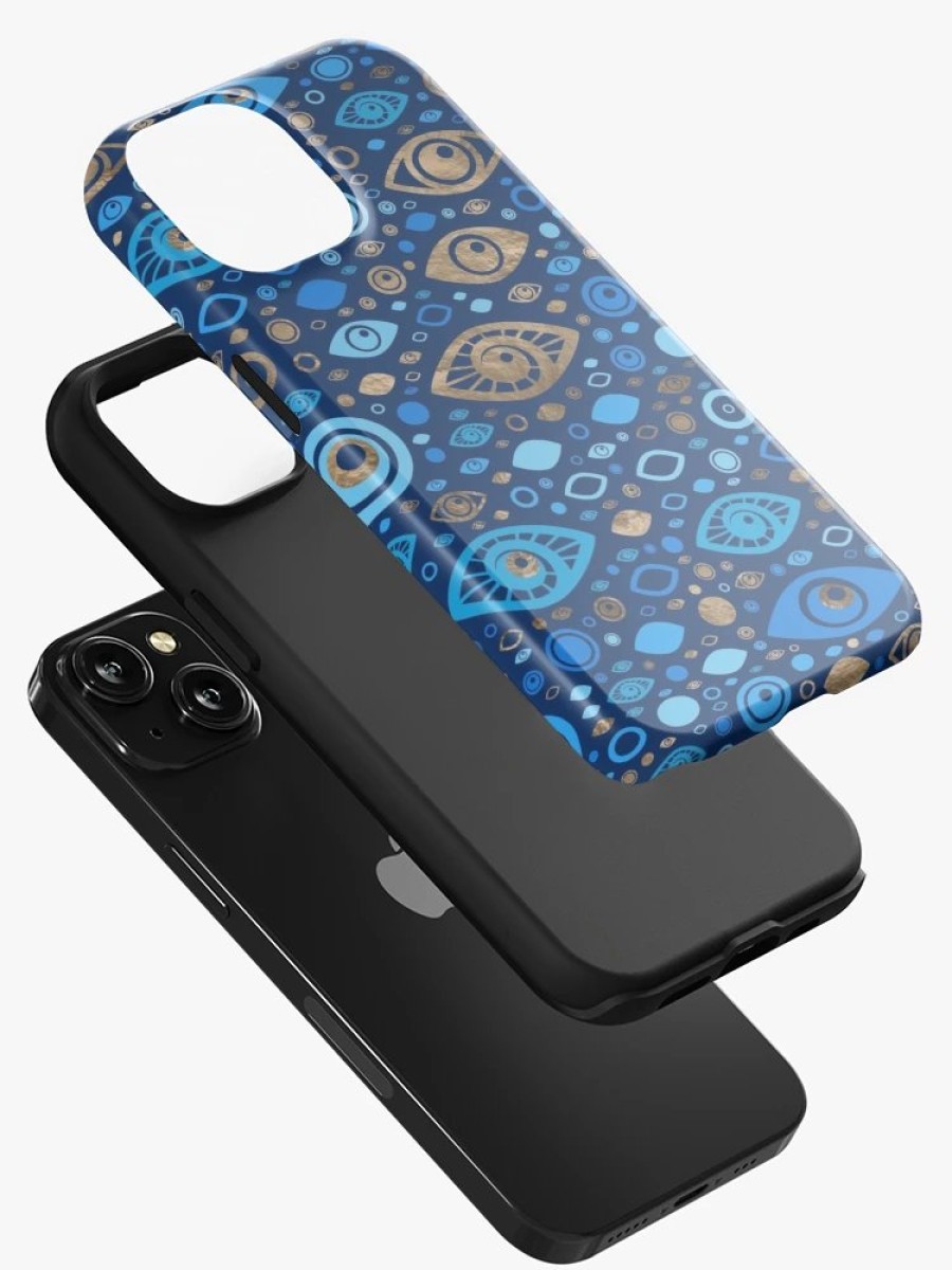 Redbubble Greek Evil Eye Pattern Blues And Gold Iphone Case Online