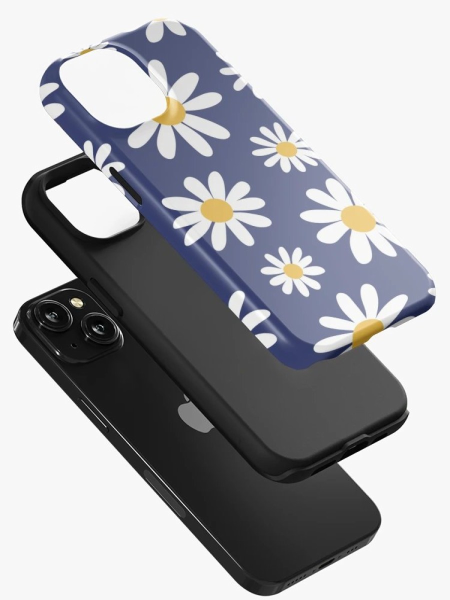 Redbubble Spring Daisies Floral Retro Pattern On Navy Blue Iphone Case Online