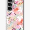 Redbubble Romantic Pink Teal Watercolor Chic Floral Pattern Samsung Galaxy Phone Case Hot