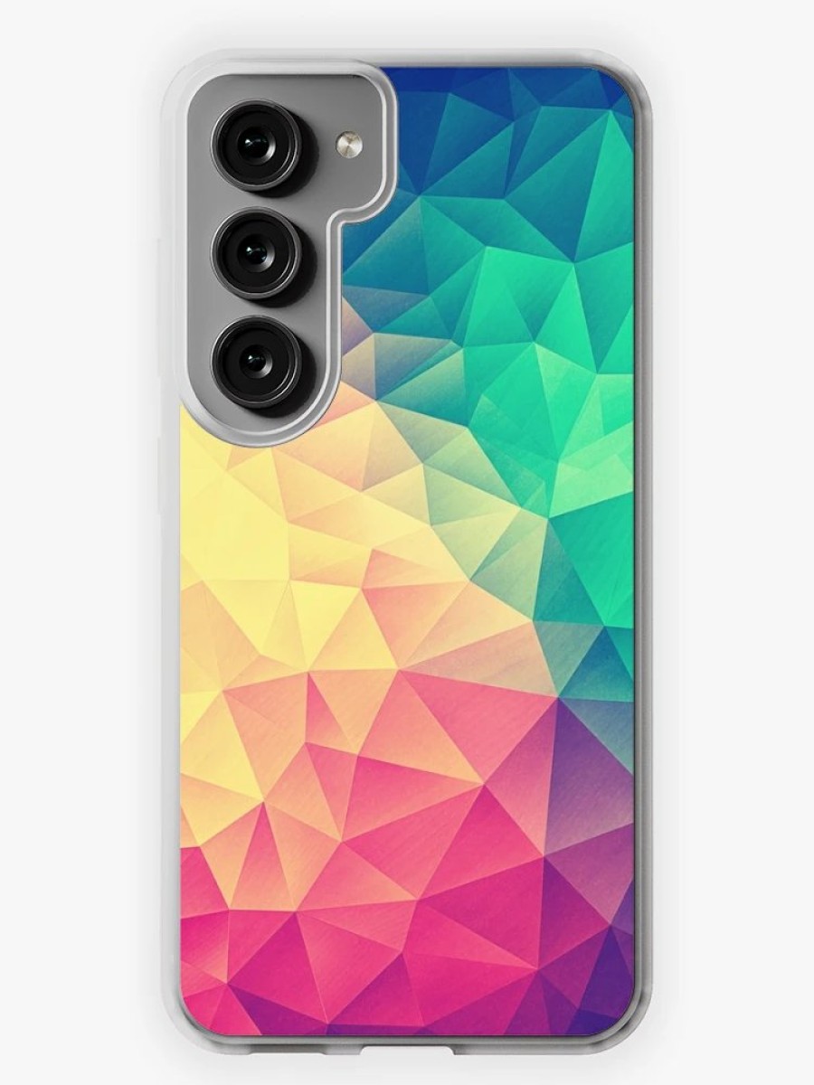 Redbubble Abstract Polygon Multi Color Cubism Low Poly Triangle Pride / Lgbt Design Samsung Galaxy Phone Case New