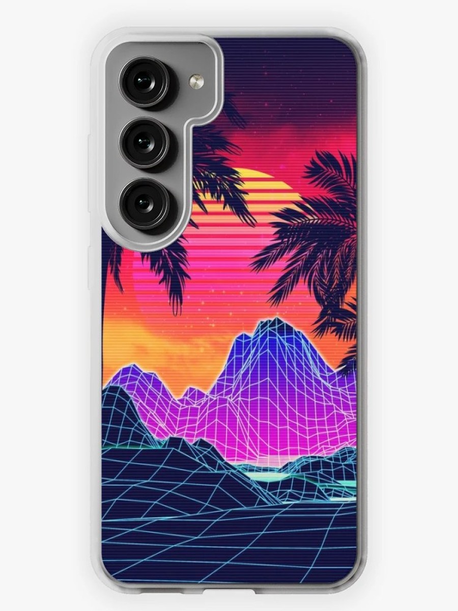 Redbubble 80S Vaprwave Rocks And Palm Trees Design Samsung Galaxy Phone Case Hot