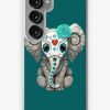 Redbubble Teal Blue Day Of The Dead Sugar Skull Baby Elephant Samsung Galaxy Phone Case New