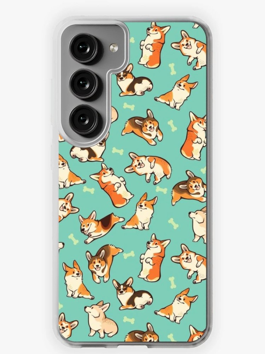 Redbubble Jolly Corgis In Green Samsung Galaxy Phone Case Clearance