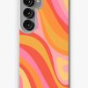 Redbubble New Groove Retro Swirl Abstract Pattern Pink Orange Yellow Samsung Galaxy Phone Case Wholesale