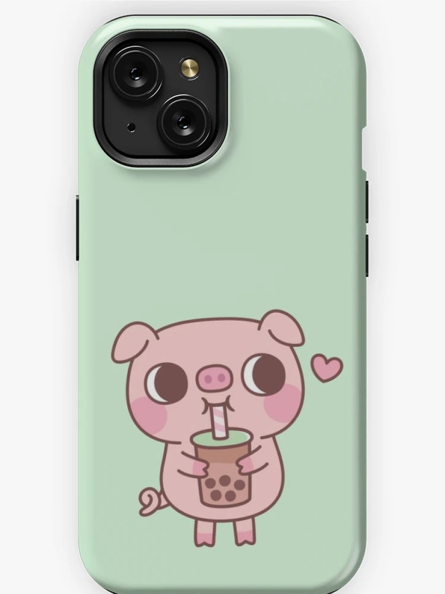 Redbubble Cute Little Pig Loves Drinking Bubble Tea Iphone Case Best