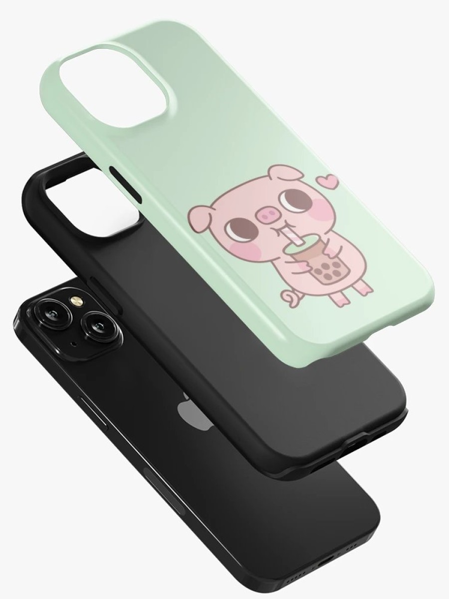 Redbubble Cute Little Pig Loves Drinking Bubble Tea Iphone Case Best