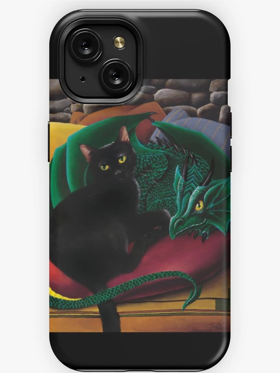 Redbubble Black Cat And Dragon Iphone Case New