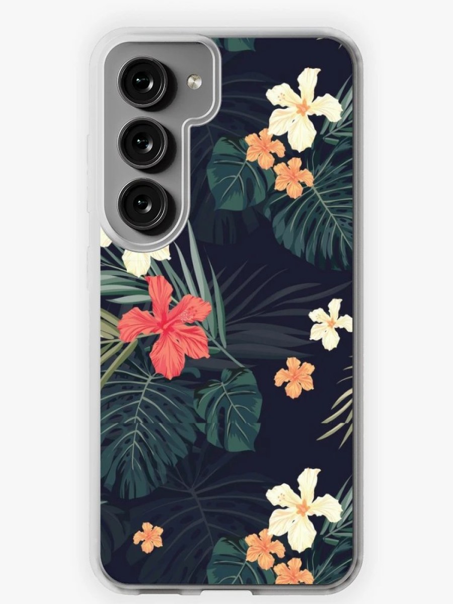 Redbubble Dark Tropical Flowers Samsung Galaxy Phone Case Wholesale