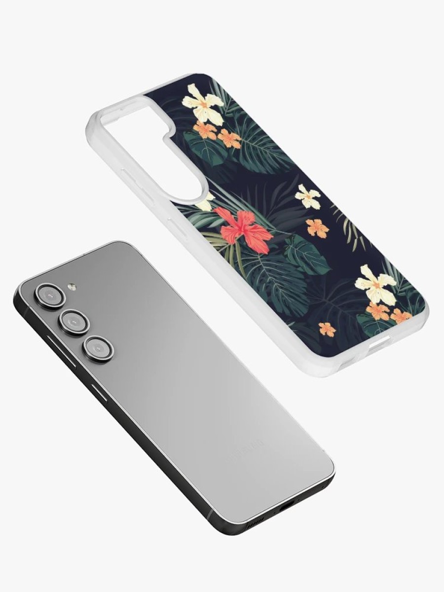 Redbubble Dark Tropical Flowers Samsung Galaxy Phone Case Wholesale