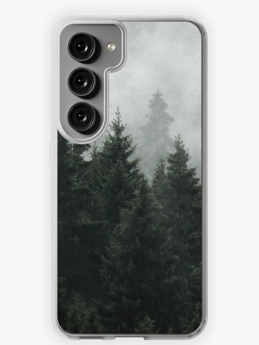 Redbubble Waiting For // Misty Foggy Fairytale Forest With Cascadia Trees Covered In Magic Fog Samsung Galaxy Phone Case Best