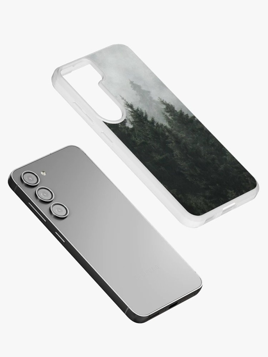 Redbubble Waiting For // Misty Foggy Fairytale Forest With Cascadia Trees Covered In Magic Fog Samsung Galaxy Phone Case Best